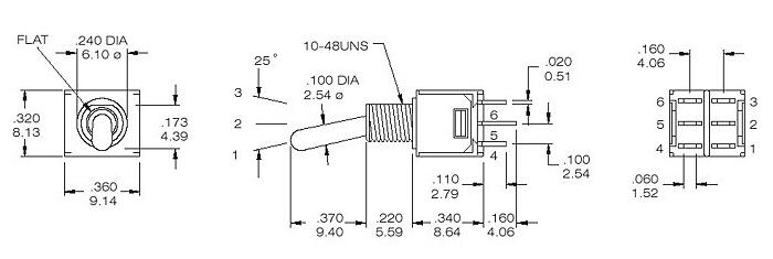 六腳雙排紅色鈕子開關TS4-202A1