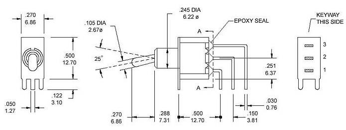 單排彎腳紅色兩檔鈕子開關TS8102C4鈕子開關