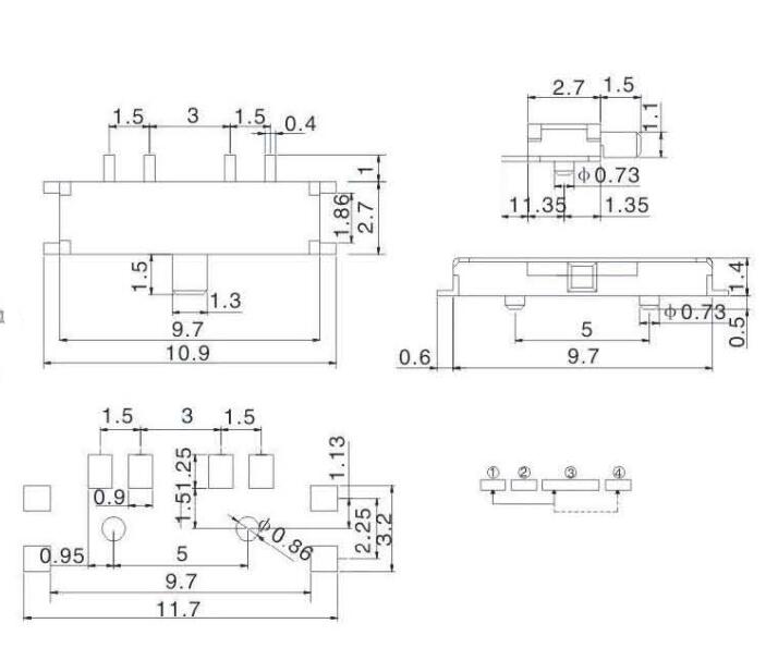 8腳撥動開關(guān)圖紙 8腳撥動開關(guān)圖紙