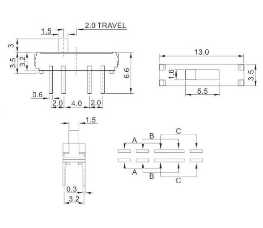 八腳撥動開關圖紙