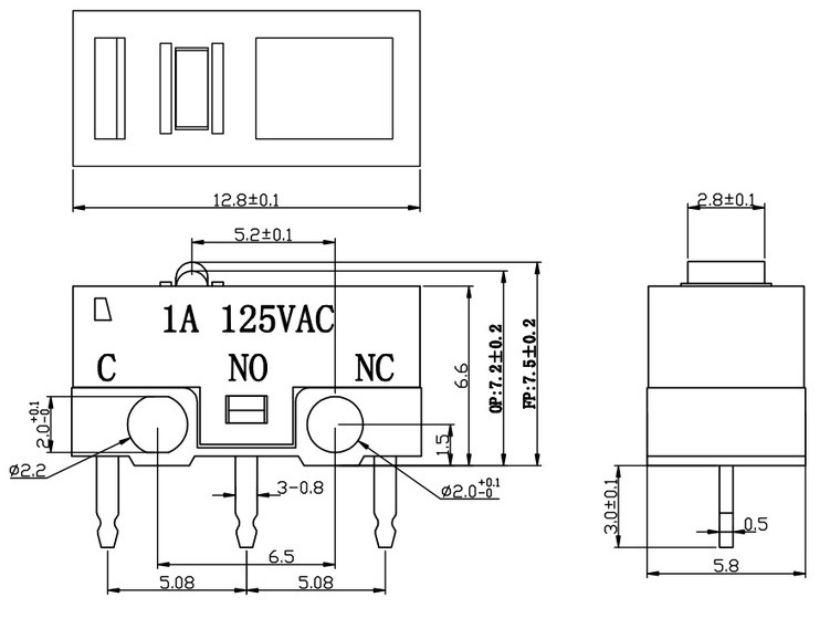 微動開關尺寸圖