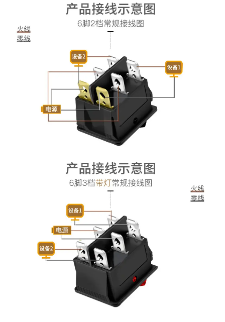 船型開關(guān)接線示意圖 船型開關(guān)接線示意圖